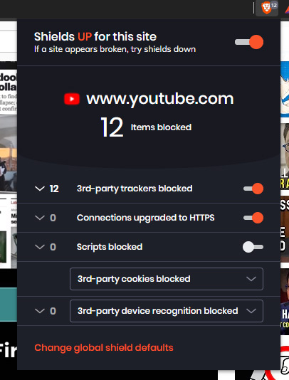Brave bloquer débloquer un site